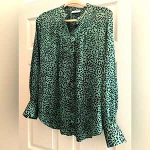Equipment silk feel button front blouse